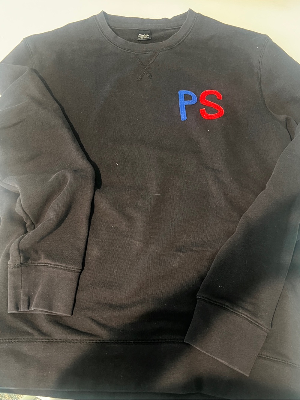 Men’s Poler Brand Black Crewneck Sweatshirt with Blue & Red PS Embroidery